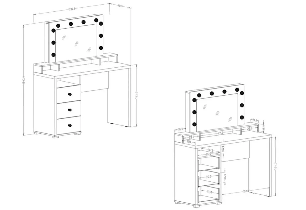 Toaletka DIVA z lustrem I sklep meblowy MIRAT. styl SKANDYNAWSKI