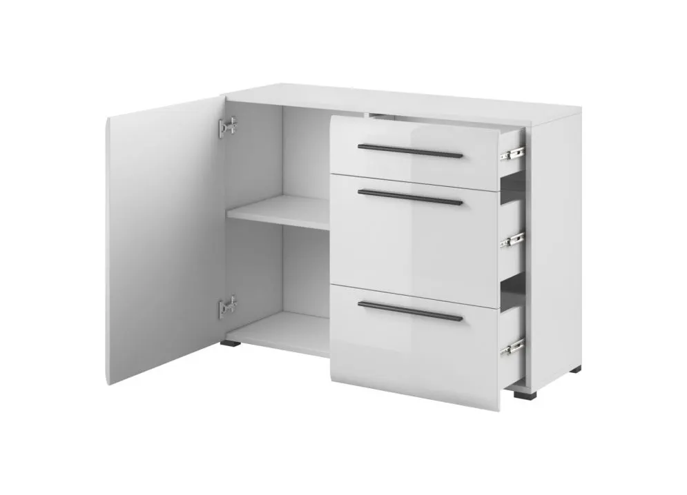 Komoda TULSA 1D3S 120 biała połysk I sklep meblowy MIRAT. styl GLAMOUR kolekcja TULSA