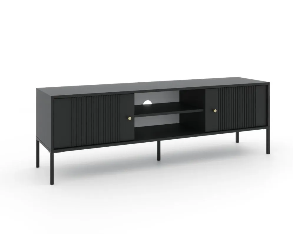 Szafka RTV ISEO 154 czarna mat loftowa I sklep meblowy MIRAT. styl LOFT, RYFLOWANY kolekcja ISEO