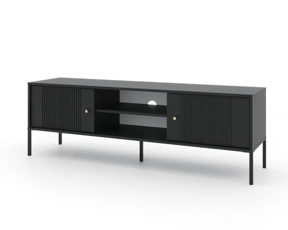 Szafka RTV ISEO 154 czarna mat loftowa I sklep meblowy MIRAT. styl LOFT, RYFLOWANY kolekcja ISEO