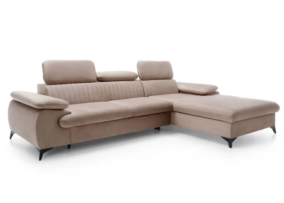 Narożnik z funkcją spania LORD cappuccino z zagłówkami I sklep meblowy MIRAT.