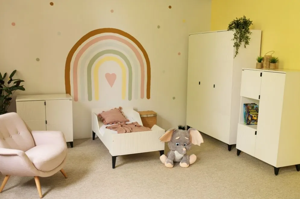 Łóżeczko dziecięce tapczanik MIA 140x70 białe/czarne rosnące z dzieckiem I sklep meblowy MIRAT. kolekcja MIA