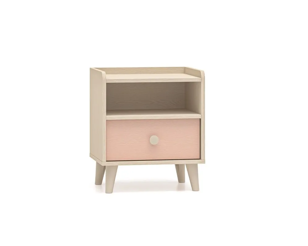 Szafka nocna dziecięca MEVEL różowa I sklep meblowy MIRAT. styl PASTELE kolekcja MEVEL
