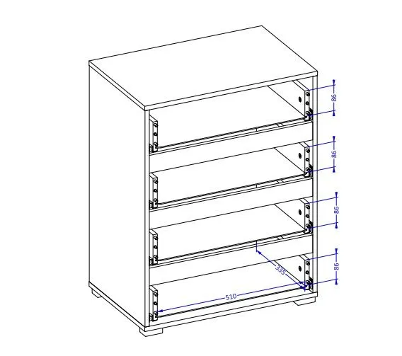 Komoda CROSS 4S 60cm biała/czarna do pokoju I sklep meblowy MIRAT. styl SKANDYNAWSKI kolekcja HV-CROSS