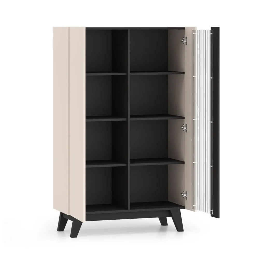 Witryna wysoka FRESHION 02 2D kaszmirowa/czarna I sklep meblowy MIRAT.  kolekcja FRESHION