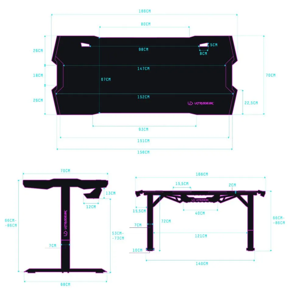 Biurko gamingowe FORCE białe z regulacją wysokości I sklep meblowy MIRAT.
