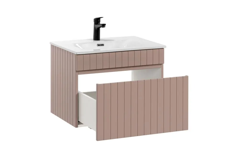 Szafka pod umywalkę ICONIC ROSE 82 60 cm różowa ryflowane fronty I sklep meblowy MIRAT. styl RYFLOWANY