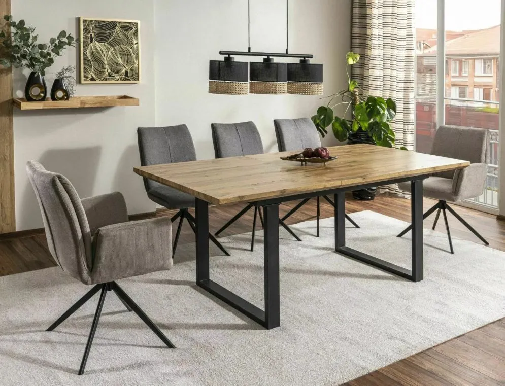 Stół rozkładany UMBERTO II 160(240)x90 dąb artisan/czarny w stylu industrialnym I sklep meblowy MIRAT. styl LOFT