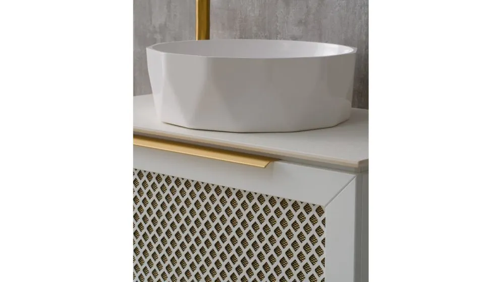 Umywalka nablatowa APIA 40 cm biała z konglomeratu | MIRAT