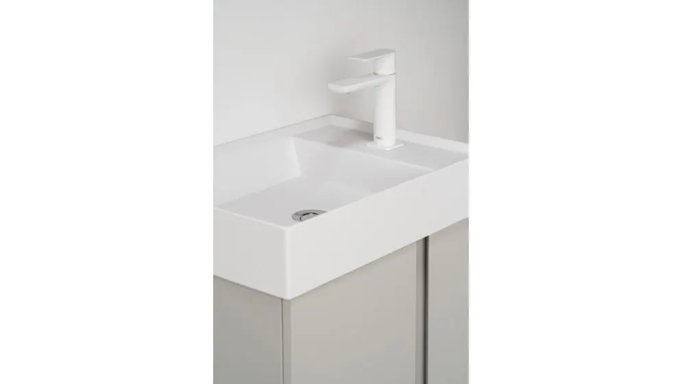Umywalka meblowa UNIQ 50 cm Solid Surface biała mat z otworem na baterię| MIRAT