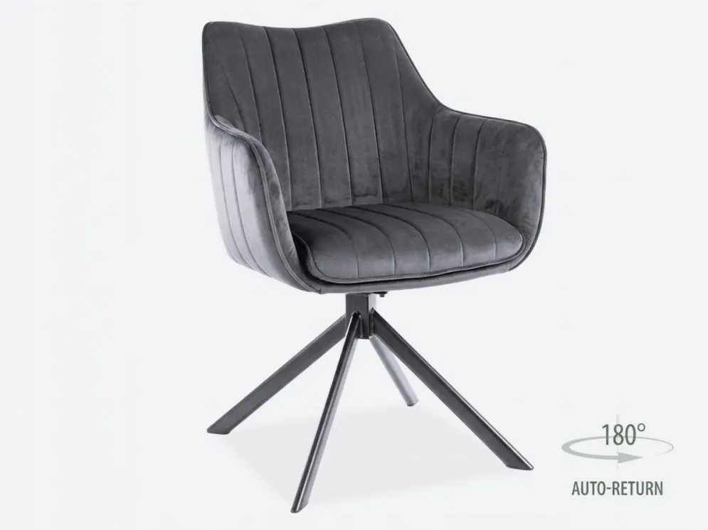 Krzesło AZALIA VELVET szare welurowe pikowane | MIRAT. styl GLAMOUR, LOFT