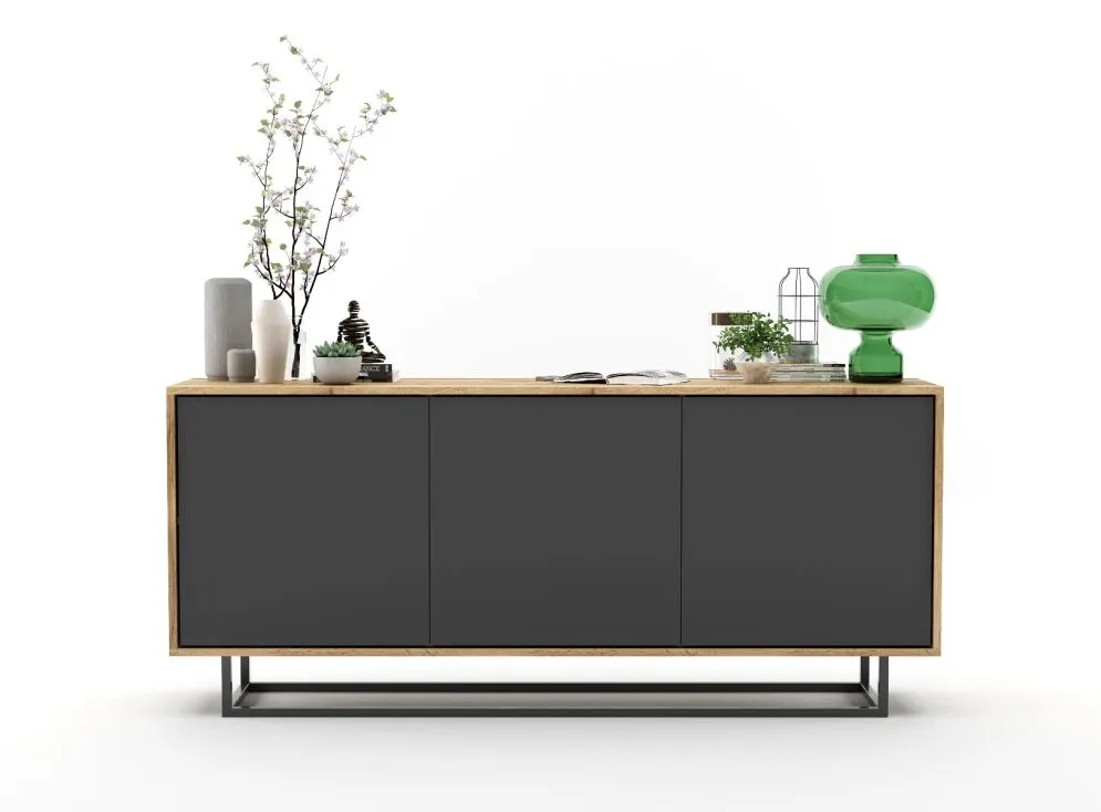 Komoda NILA 3D 168 dąb wotan/grafit mat w stylu loft | MIRAT. styl LOFT kolekcja NILA