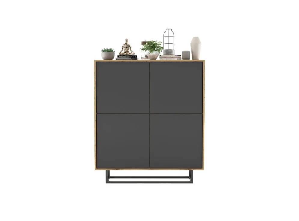 Komoda NILA 4D 113 dąb wotan/grafit mat czterodrzwiowa | MIRAT. styl LOFT kolekcja NILA