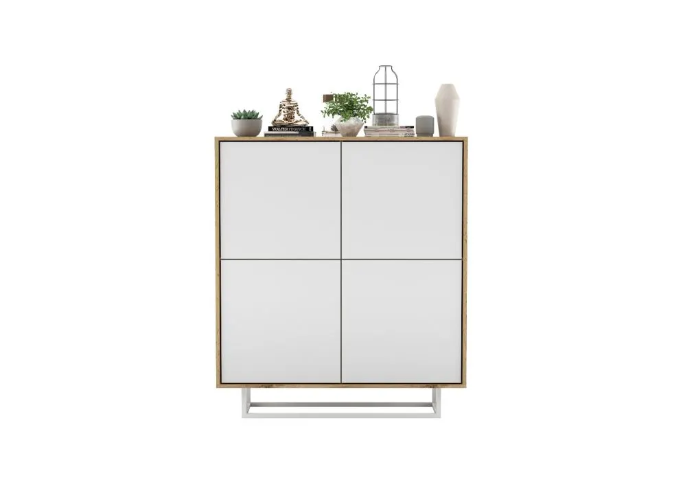 Komoda NILA 4D 113 dąb wotan/biała mat czterodrzwiowa | MIRAT. styl LOFT kolekcja NILA