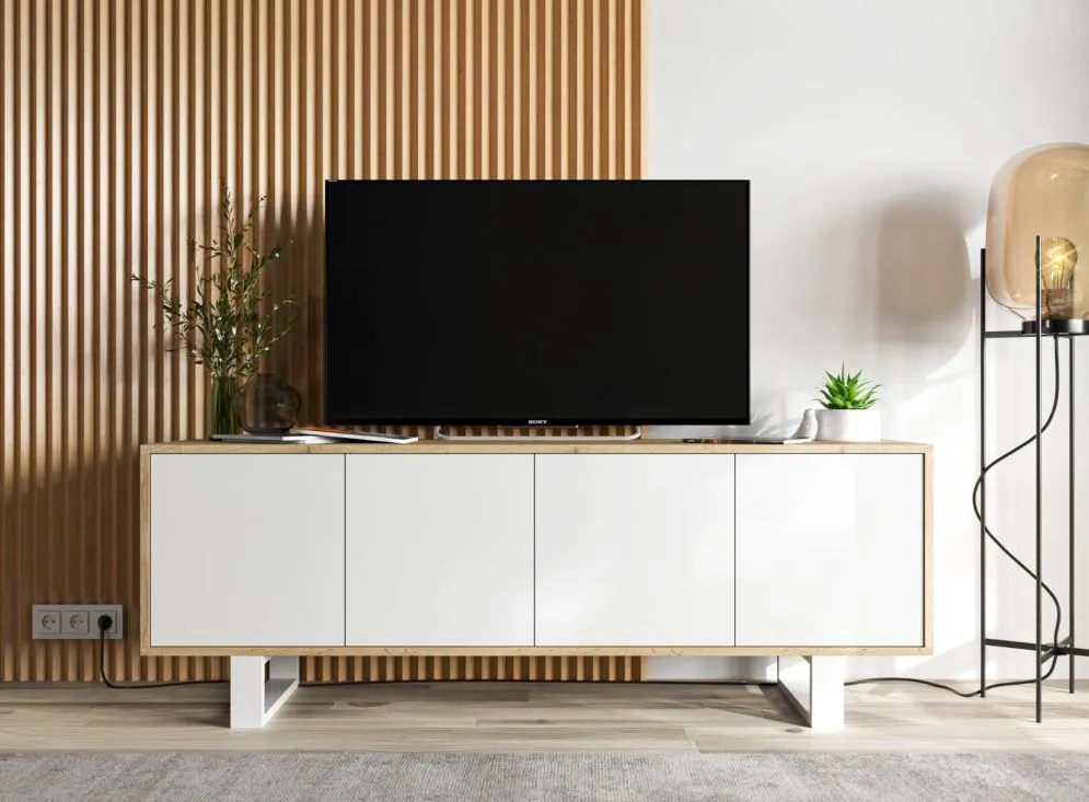 Szafka RTV NILA 7 dąb wotan/biały mat nowoczesna I sklep meblowy MIRAT. styl SKANDYNAWSKI kolekcja NILA