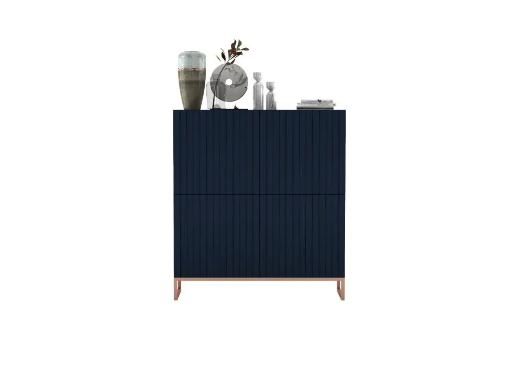 Komoda TAL 4D 112 granatowa mat MEBLE LINDNER | MIRAT. styl RYFLOWANY kolekcja TAL