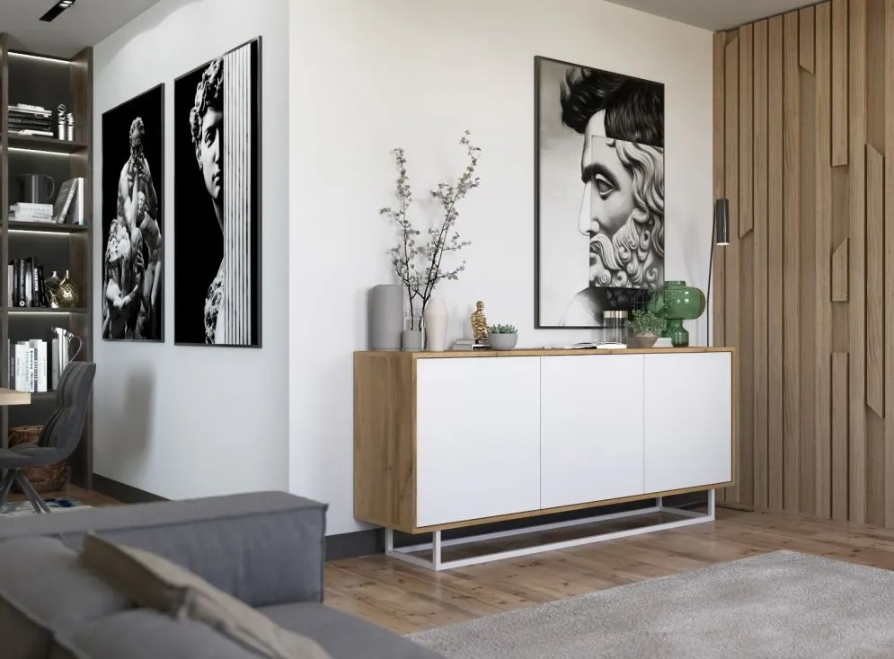 Komoda NILA 3D 168 dąb wotan/biała mat w stylu loft | MIRAT. styl LOFT kolekcja NILA