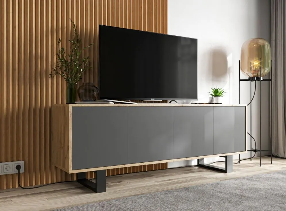 Szafka RTV NILA 7 dąb wotan/grafit mat loft I sklep meblowy MIRAT. styl LOFT kolekcja NILA