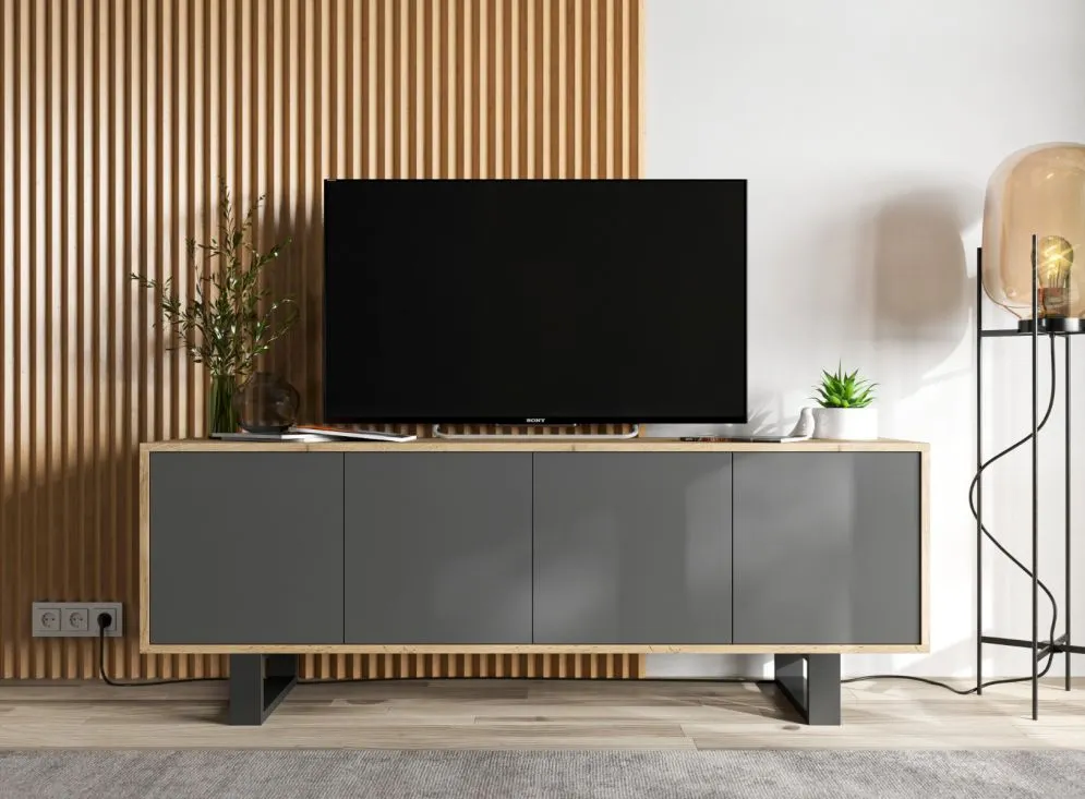 Szafka RTV NILA 7 dąb wotan/grafit mat loft I sklep meblowy MIRAT. styl LOFT kolekcja NILA