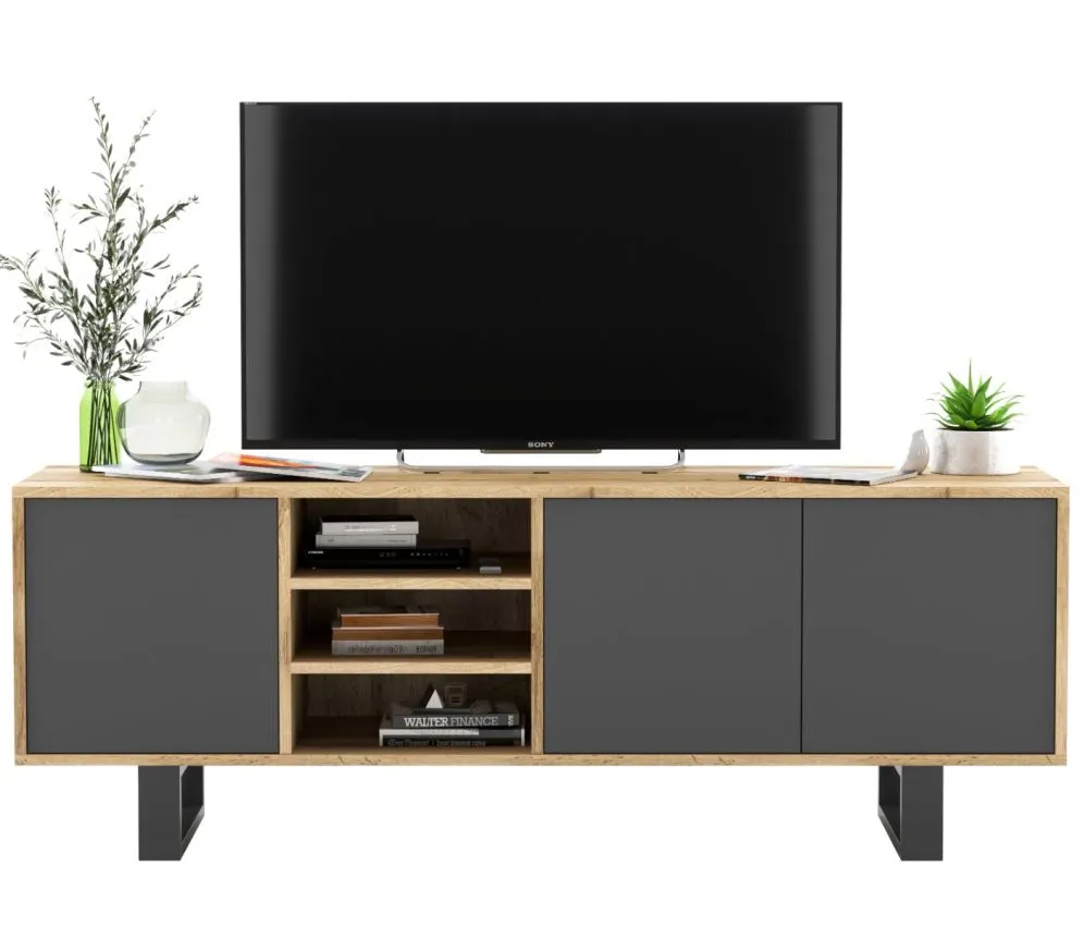 Szafka RTV NILA 5 dąb wotan/grafit mat loftowa I sklep meblowy MIRAT. styl LOFT kolekcja NILA