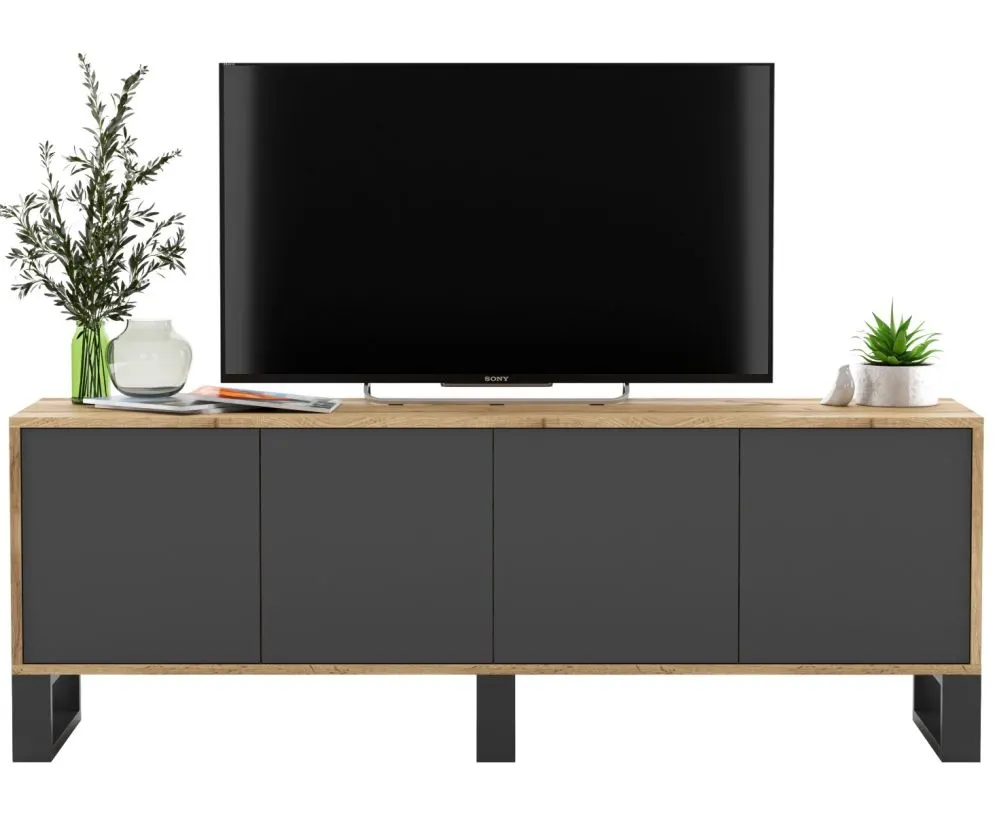 Szafka RTV NILA 8 dąb wotan/grafit mat loftowa I sklep meblowy MIRAT. styl LOFT kolekcja NILA