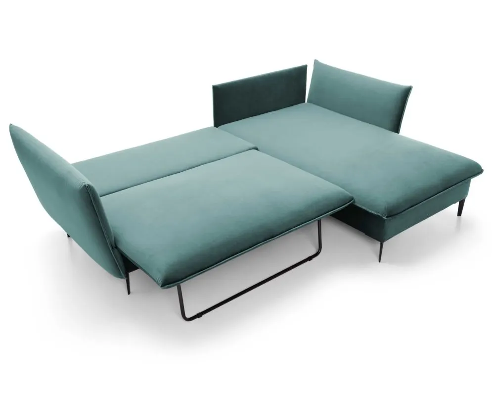 Narożnik z funkcją spania BOSS morski z poduszkami  I sklep meblowy MIRAT.