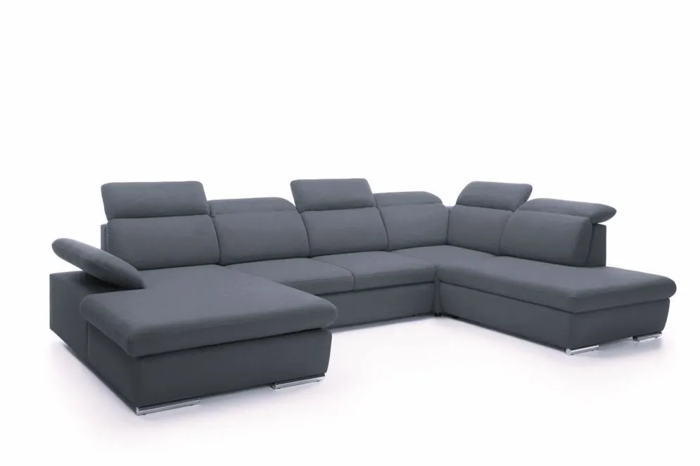 Narożnik z funkcją spania KLARA II grafitowy prawy/lewy duży I sklep meblowy MIRAT.