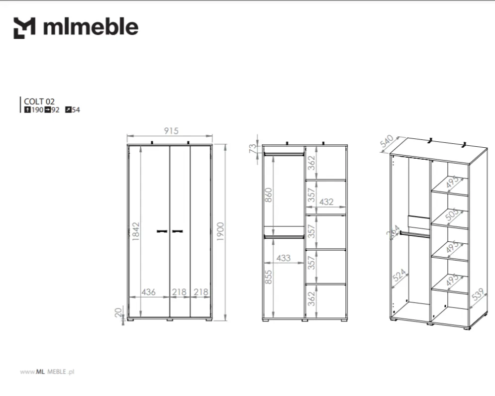 Szafa młodzieżowa COLT 02 2D dąb złoty craft/czarna I sklep meblowy MIRAT. styl LOFT kolekcja COLT