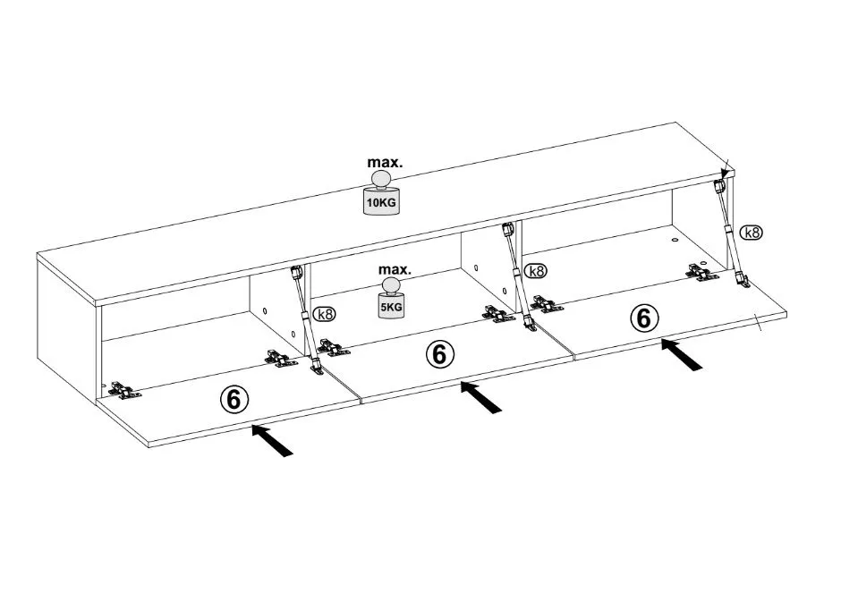 Szafka RTV GABI 180cm biała wisząca do salonu I sklep meblowy MIRAT.  kolekcja GABI