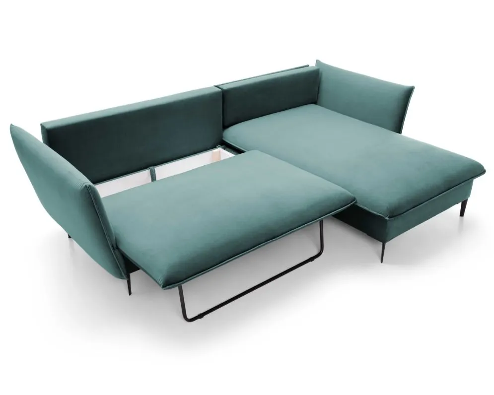 Narożnik z funkcją spania BOSS morski z poduszkami  I sklep meblowy MIRAT.