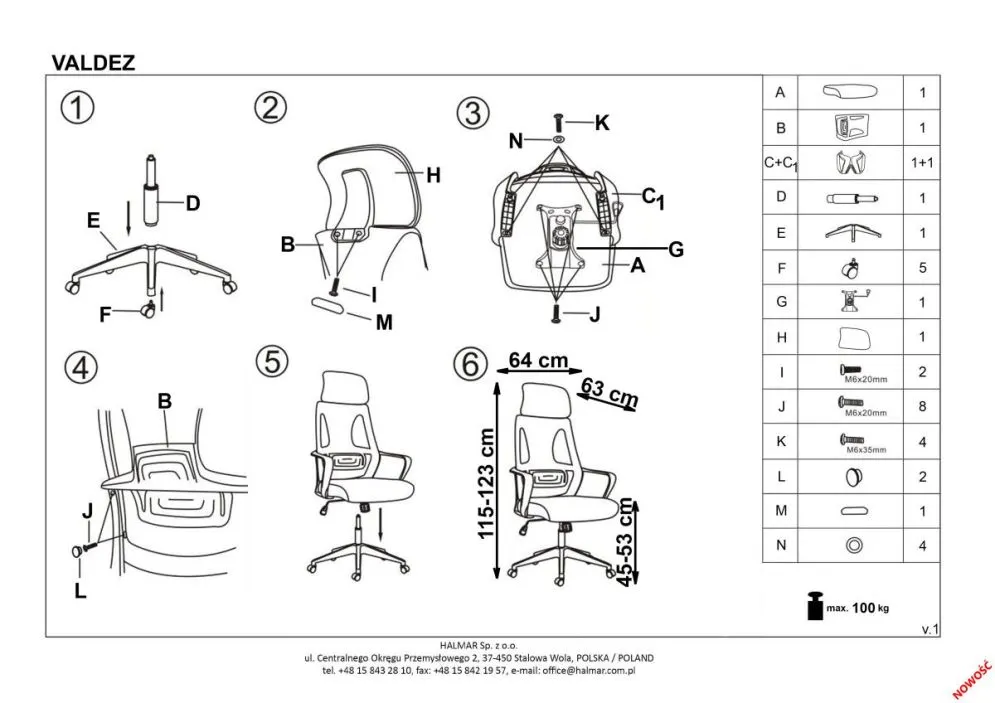 Fotel VALDEZ biurowy czarny regulowany z siatkowym oparciem | MIRAT.