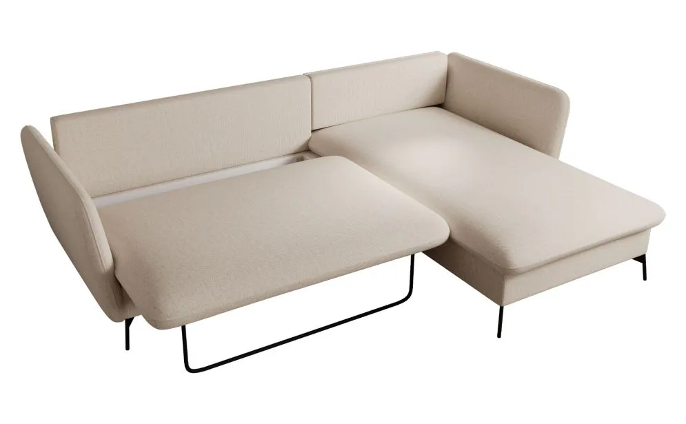 Narożnik z funkcją spania LINDA kremowy prawy z poduszkami I sklep meblowy MIRAT.