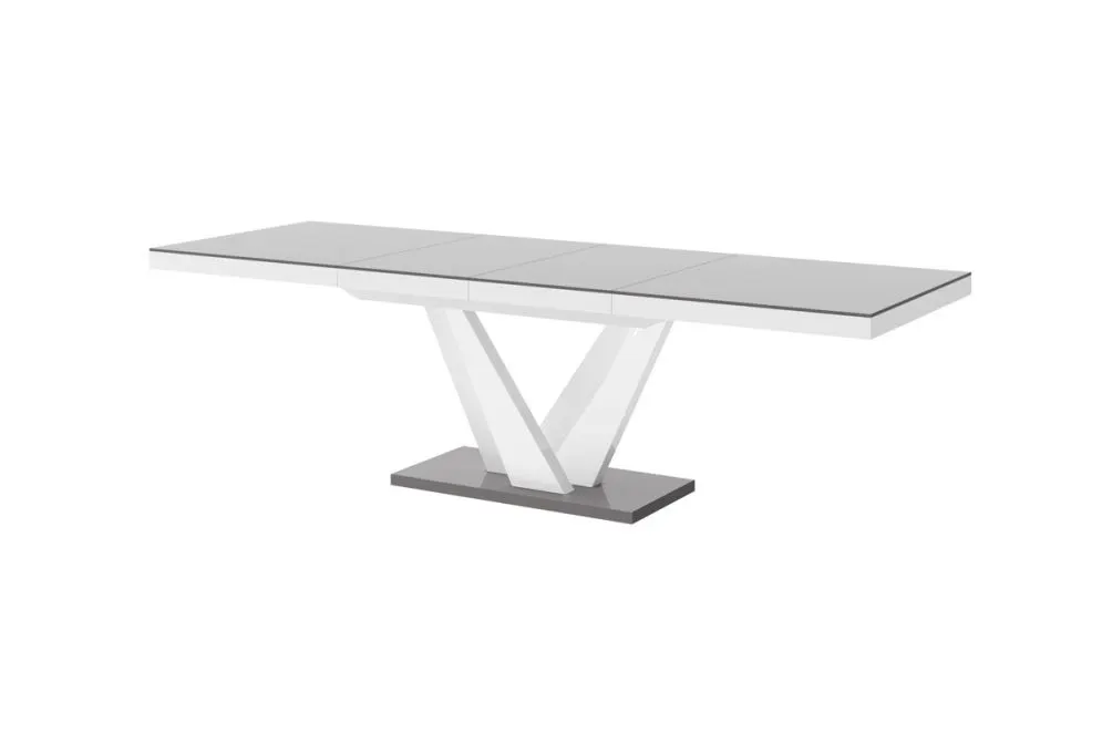 Stół rozkładany VEGAS 160(256)x89 szary/biały połysk polskiej produkcji | MIRAT.
