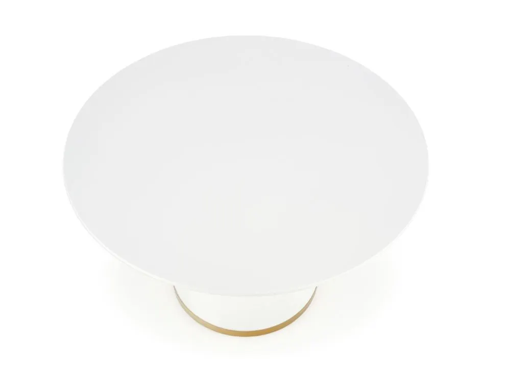 Stół okrągły VEGAS 120x120 biały/złoty na jednej nodze | MIRAT. styl GLAMOUR