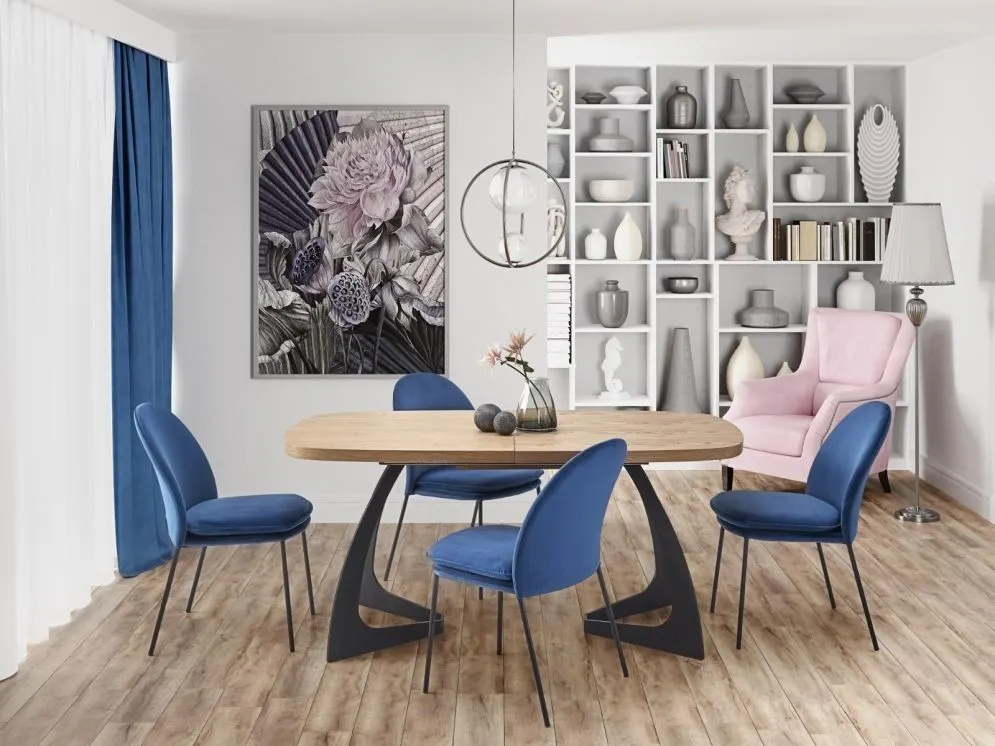 Stół rozkładany VELDON 160(200)x90 dąb/czarny w stylu loft | MIRAT. w stylu LOFT kolekcja