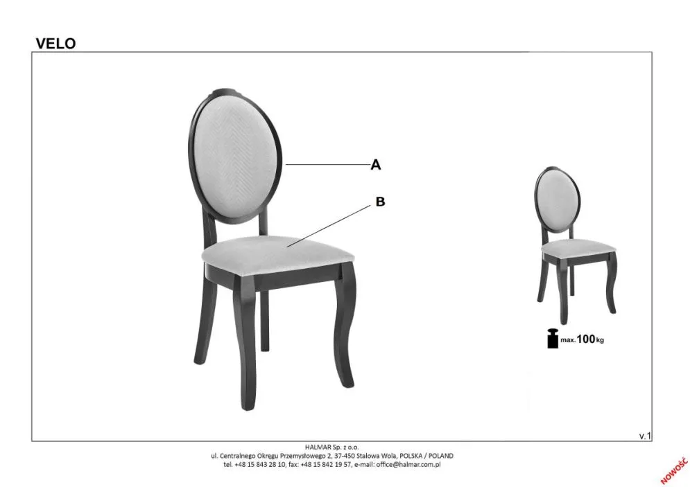 Krzesło VELO czarne/beżowe do salonu | MIRAT. w stylu KLASYCZNY kolekcja