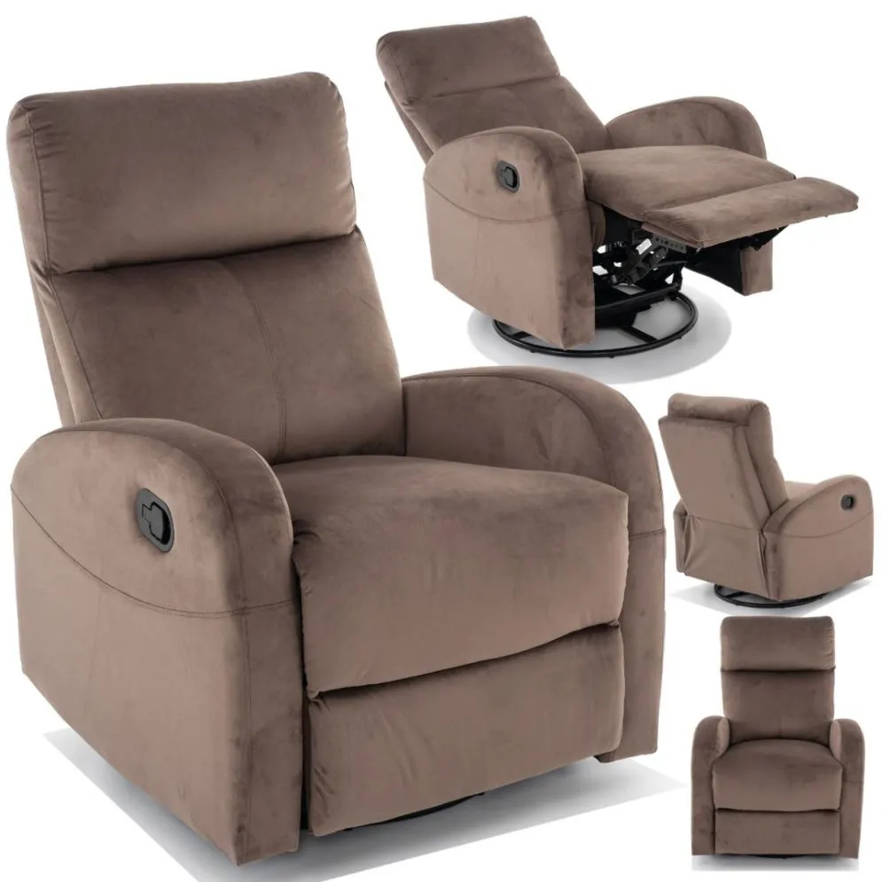 Fotel 3w1 obrotowy bujany i rozkładany Olimp Velvet cappuccino | MIRAT