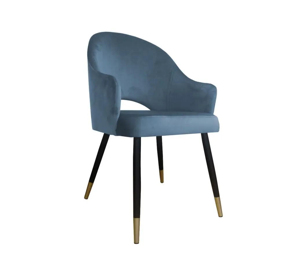 Krzesło JENISEJ BL VELVET GOLD szare z czarnymi nogami | MIRAT. styl GLAMOUR