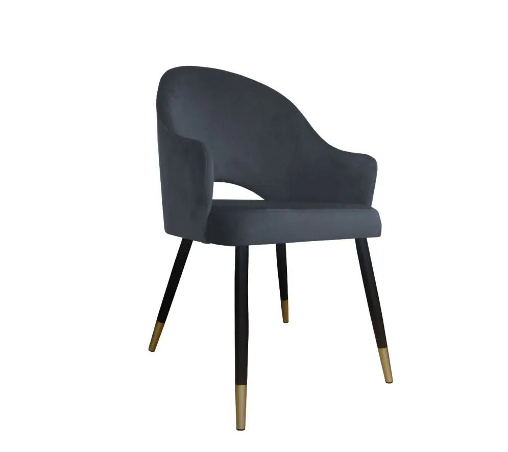 Krzesło JENISEJ BL VELVET GOLD ciemno szare kubełkowe na czarnych nogach | MIRAT. styl GLAMOUR
