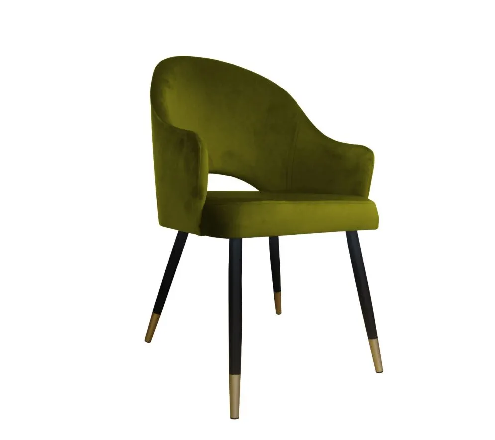 Krzesło JENISEJ BL VELVET GOLD oliwkowe na metalowych nogach | MIRAT. styl GLAMOUR
