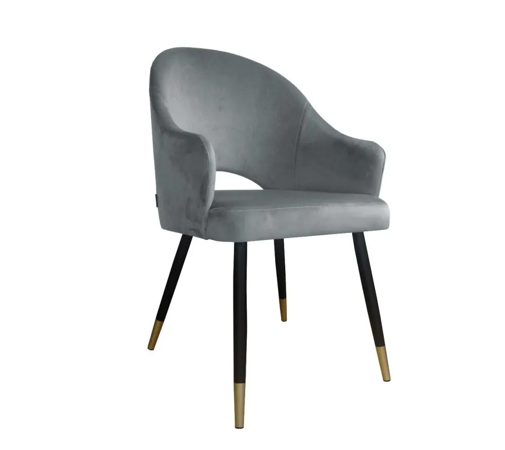 Krzesło JENISEJ VELVET GOLD szare do salonu w stylu glamour | MIRAT. styl GLAMOUR