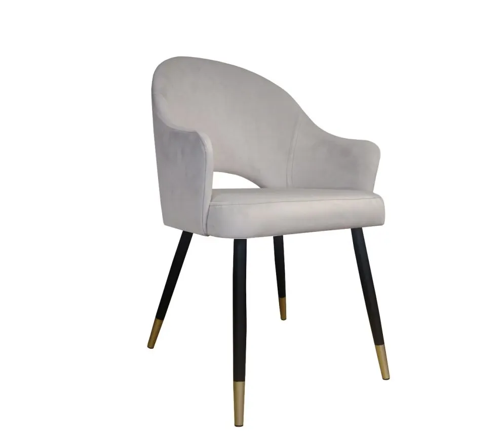 Krzesło JENISEJ VELVET GOLD jasno szare nowoczesne z kubełkowym oparciem | MIRAT. styl GLAMOUR