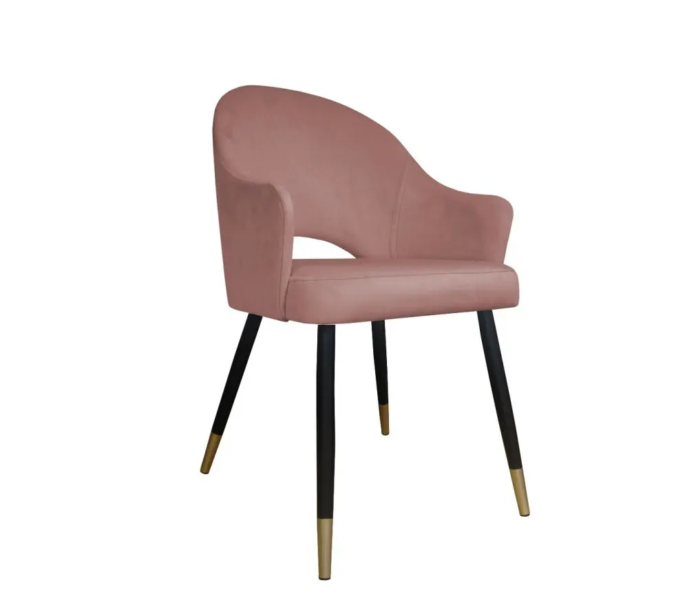 Krzesło JENISEJ VELVET GOLD różowe nowoczesne do salonu | MIRAT. styl GLAMOUR