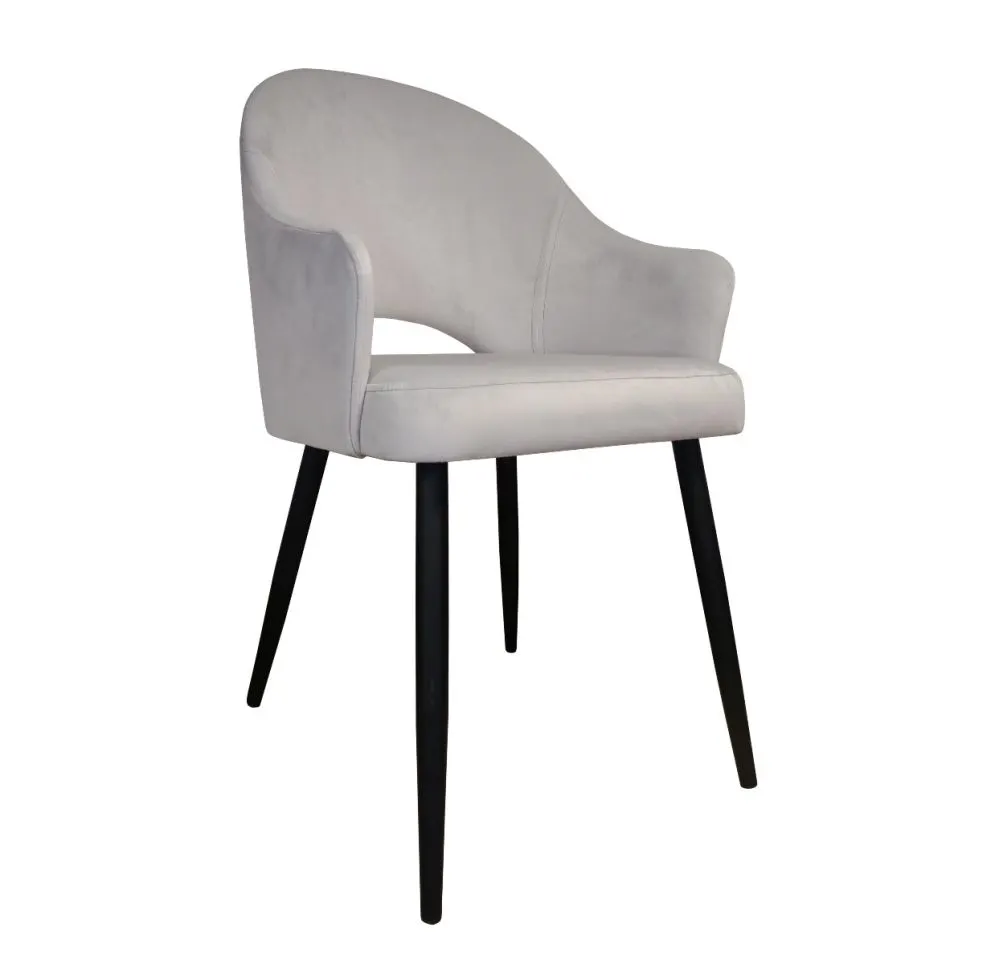 Krzesło JENISEJ VELVET jasno szare nowoczesne z kubełkowym oparciem | MIRAT. styl GLAMOUR