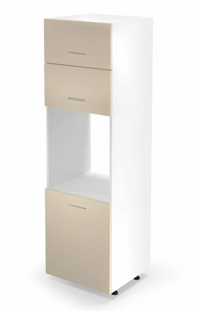 Szafka pod piekarnik 60 VENTO DP-60/214 beżowy połysk z półkami | MIRAT. w stylu kolekcja VENTO