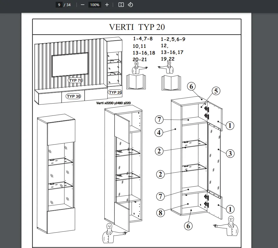 Meblościanka VERTI dąb artrisan/kaszmirowa z oświetleniem LED I sklep meblowy MIRAT. kolekcja VERTI