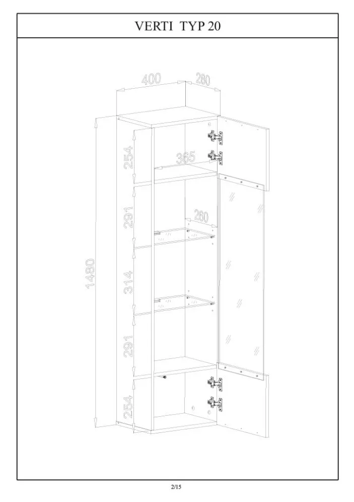 Meblościanka VERTI artrisan/perla gray nowoczesna I sklep meblowy MIRAT.