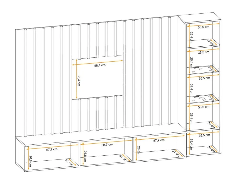 Meblościanka VERTI dąb artrisan/kaszmirowa z oświetleniem LED I sklep meblowy MIRAT. kolekcja VERTI