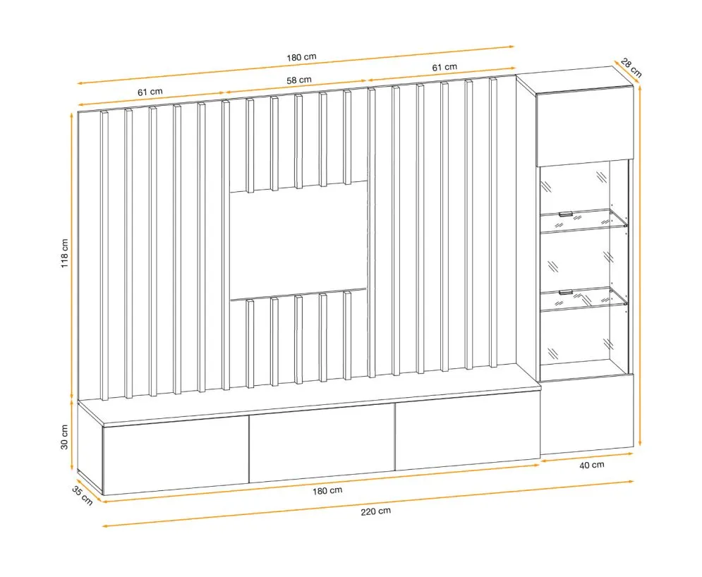 Meblościanka VERTI czarna/dąb artisan wisząca I sklep meblowy MIRAT.