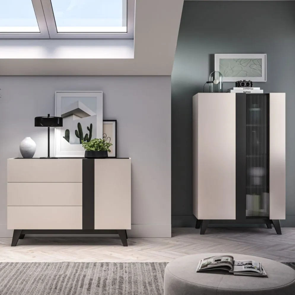 Komoda FRESHION 04 1D3S 120 kaszmirowa/czarna I sklep meblowy MIRAT.  kolekcja FRESHION